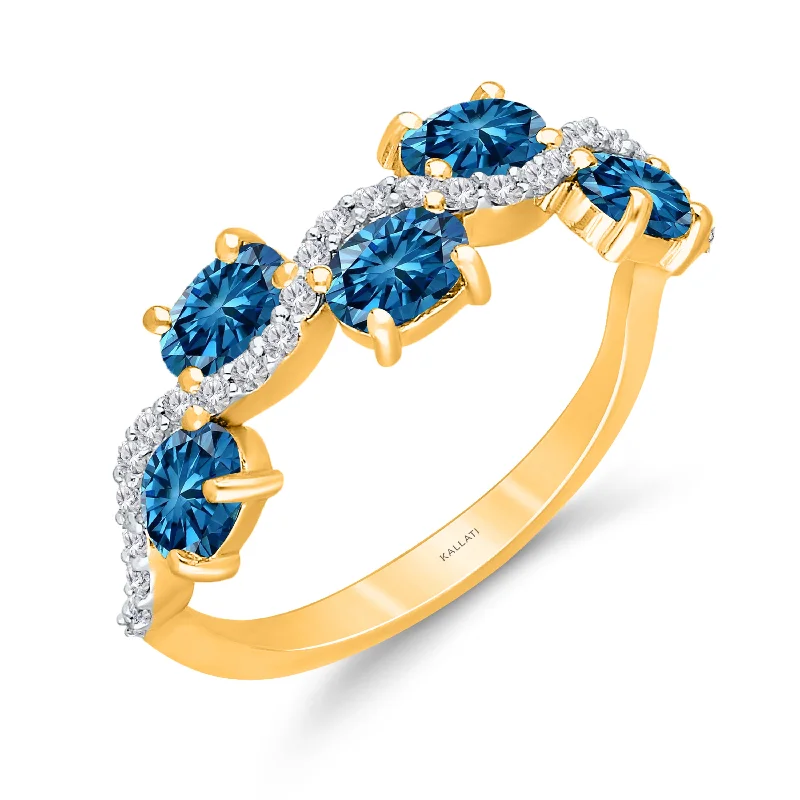 Designer Wedding Rings with Sapphire-Kallati Blue Topaz Diamond Band