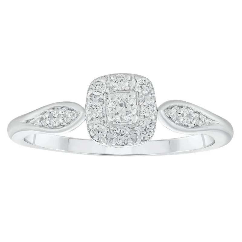 Wedding Ring Sets for Brides and Grooms-1/4ctw Diamond Halo Ring