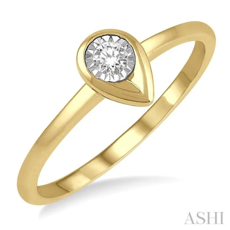 Custom Diamond Rings for Men-1/50 ctw Pear Shape Round Cut Diamond Promise Ring in 10K Yellow Gold