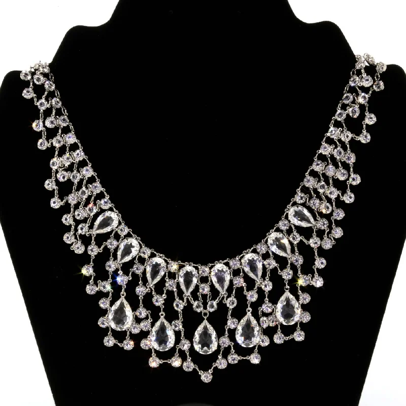 Fashion Jewelry Necklaces-1928 Jewelry Austrian Crystal Statement Bib Necklace 14.5" + 3" Extender