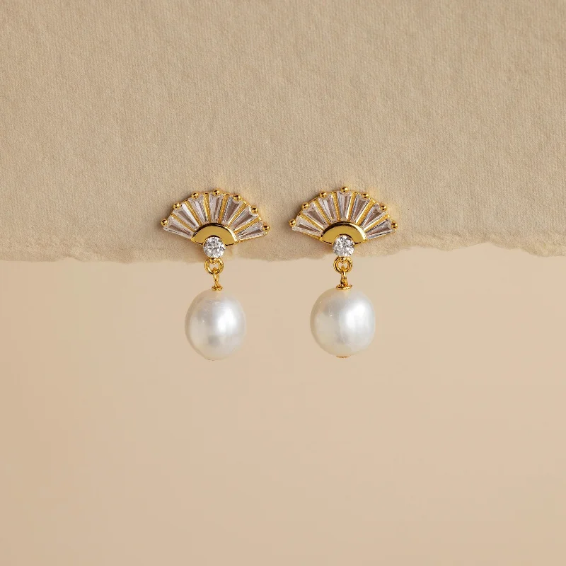 Handmade Crystal Earrings-Art Deco Pearl Drop Earrings