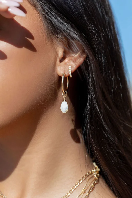 Luxury Crystal Hoop Earrings-White Opal Huggie Hoop Earrings - Ipolani