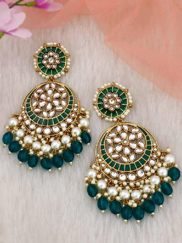 Colored Stud Earrings-Emerald Deepika Chandbalis