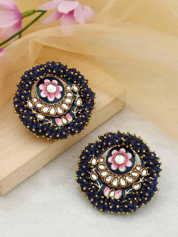 Vintage Drop Earrings-Navy Anju Studs