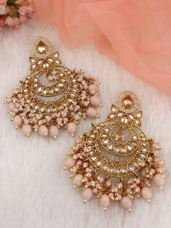 Large Crystal Stud Earrings-Crepe Jivika Chandbalis