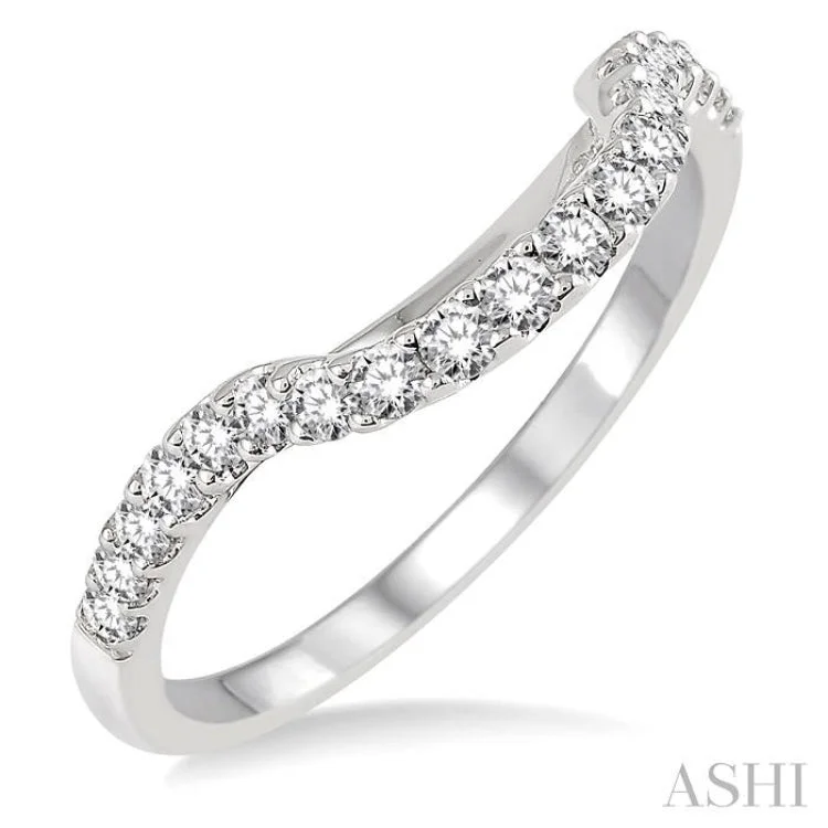 Custom Wedding Bands with Engraving-1/3 Ctw Round Cut Diamond Wedding Band in 14K White Gold