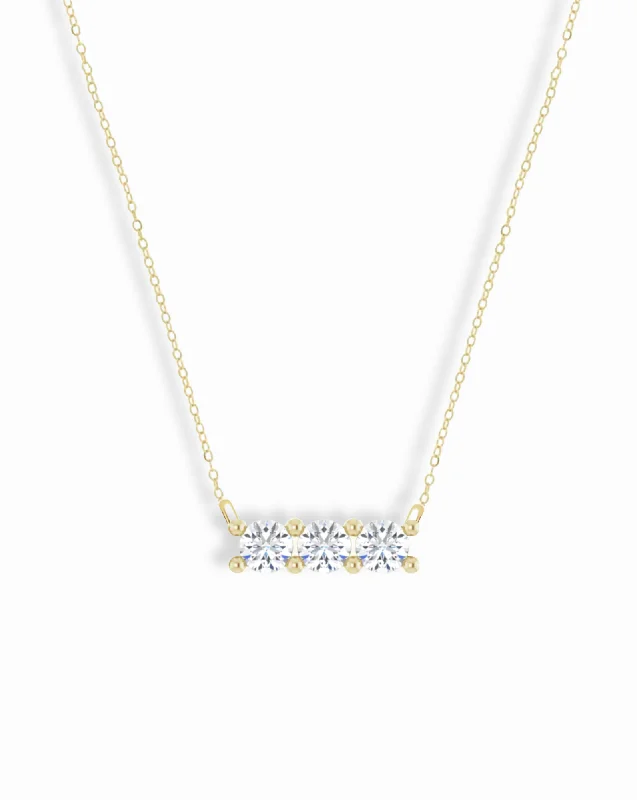 Affordable Gold Necklaces-14k Diamond Bar Necklace