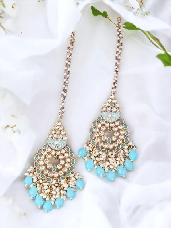 Colorful Drop Crystal Earrings-Turquoise Jasmit Chaandbalis - EOSS