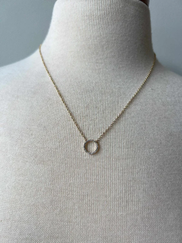 Trendy Necklaces-Open Circle Diamond Necklace