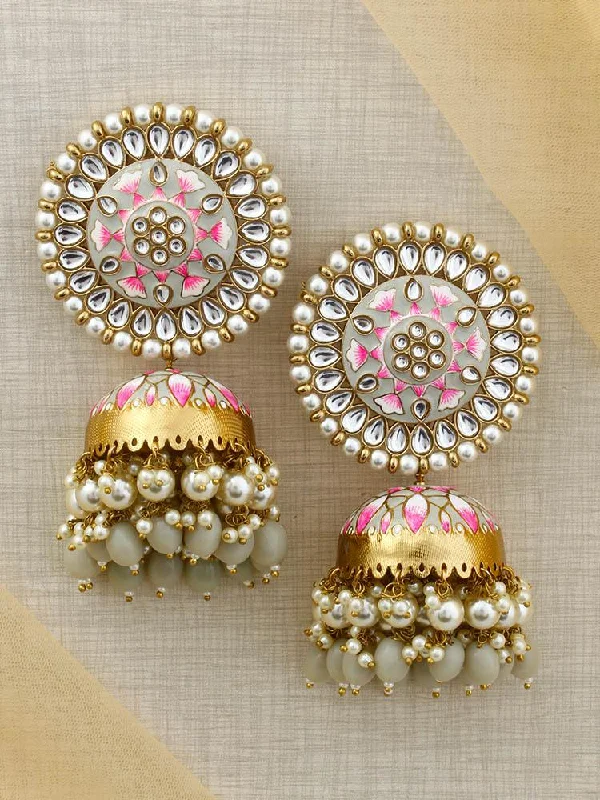 Gemstone Hoop Earrings for Women-Smoke Kritika Jhumkis - EOSS