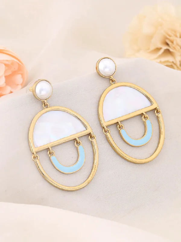 Trendy Hoop Earrings for Women-Turquoise Ayushi Danglers