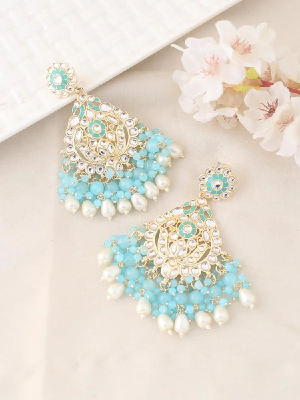 Customized Gold Earrings-Turquoise Simpy Chandbalis - EOSS