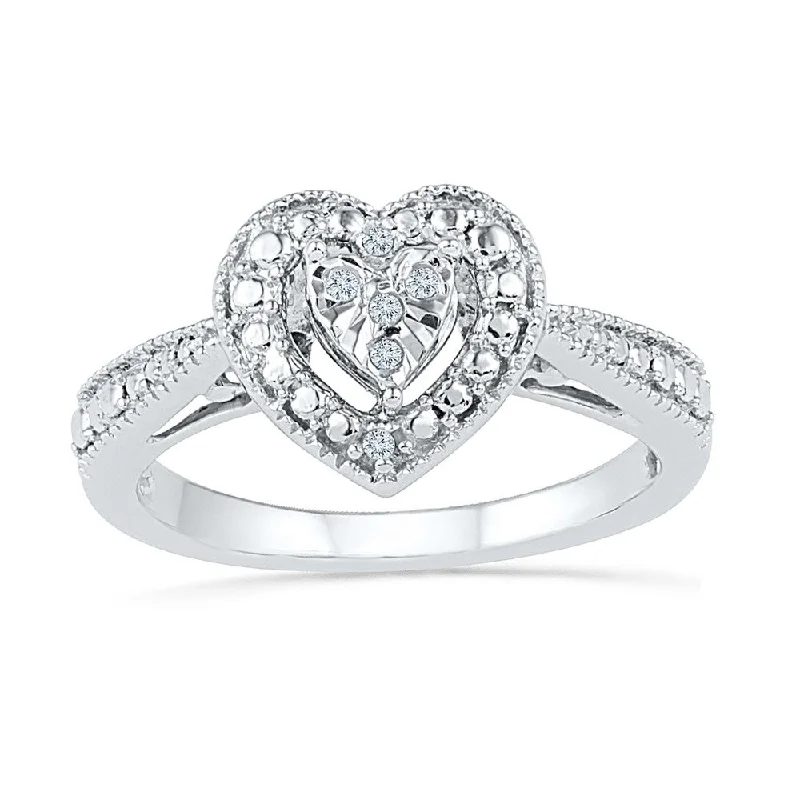 Unique Engagement Rings with Birthstones-Diamond Heart Ring