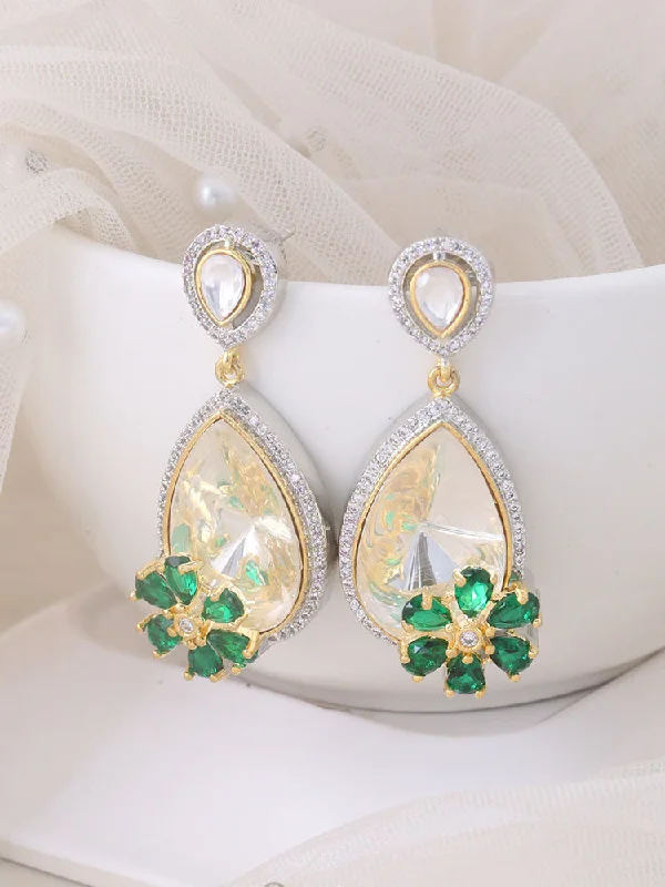 Silver and Gold Earrings for Women-Emerald Milenka Zirconia Danglers - EOSS