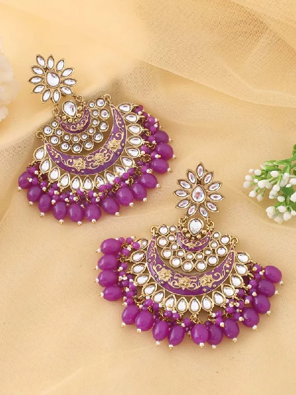 Geometric Hoop Earrings-Purple Ajaya Chandbalis