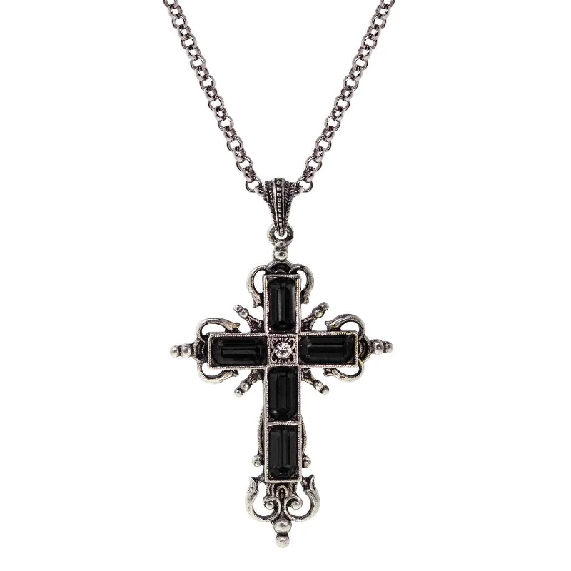 Charm Necklaces-Symbols Of Faith Octagon Crystal Cross Pendant Necklace 18"