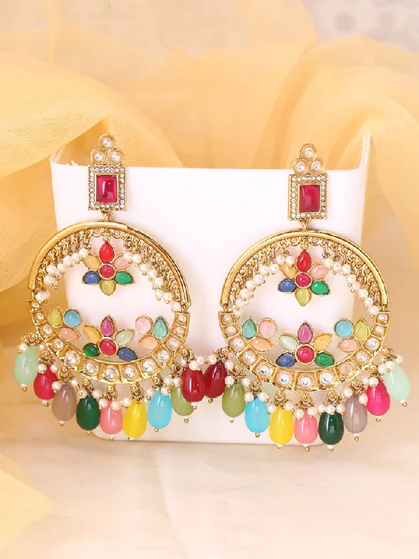 Luxury Hoop Stud Earrings-Multicolor Pariniti Chandbalis