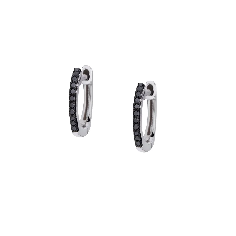 Artistic Hoop Drop Earrings-BLACK DIAMOND HUGGIE EARRINGS