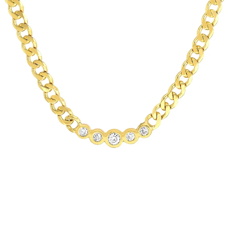 Adjustable Chain Necklaces-Diamond Curb Chain