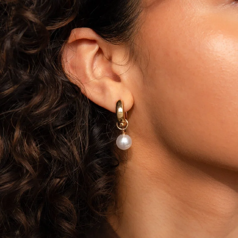 Elegant Gemstone Hoop Earrings-Bold Pearl Drop Earrings