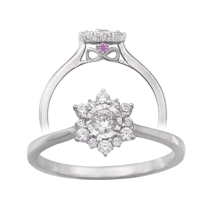 Custom Diamond Engagement Band-1/4ctw Diamond Flower Halo Ring