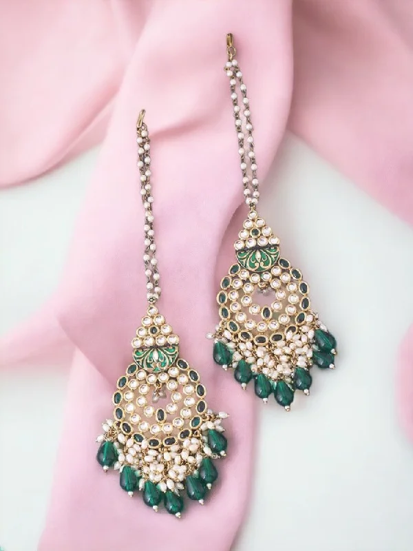 Geometric Crystal Drop Earrings-Emerald Jasmit Chaandbalis - EOSS