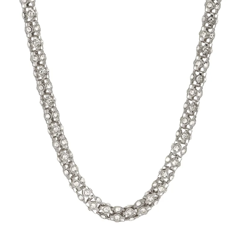 Unique Necklaces-1928 Jewelry Dresden Pave Crystal Necklace 15" + 3" Extender