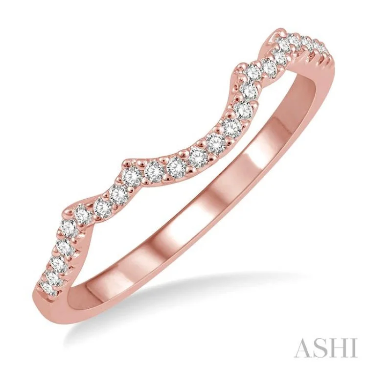 Custom Silver Wedding Bands for Men-1/6 ctw Triple Arch Round Cut Diamond Wedding Band in 14K Rose Gold