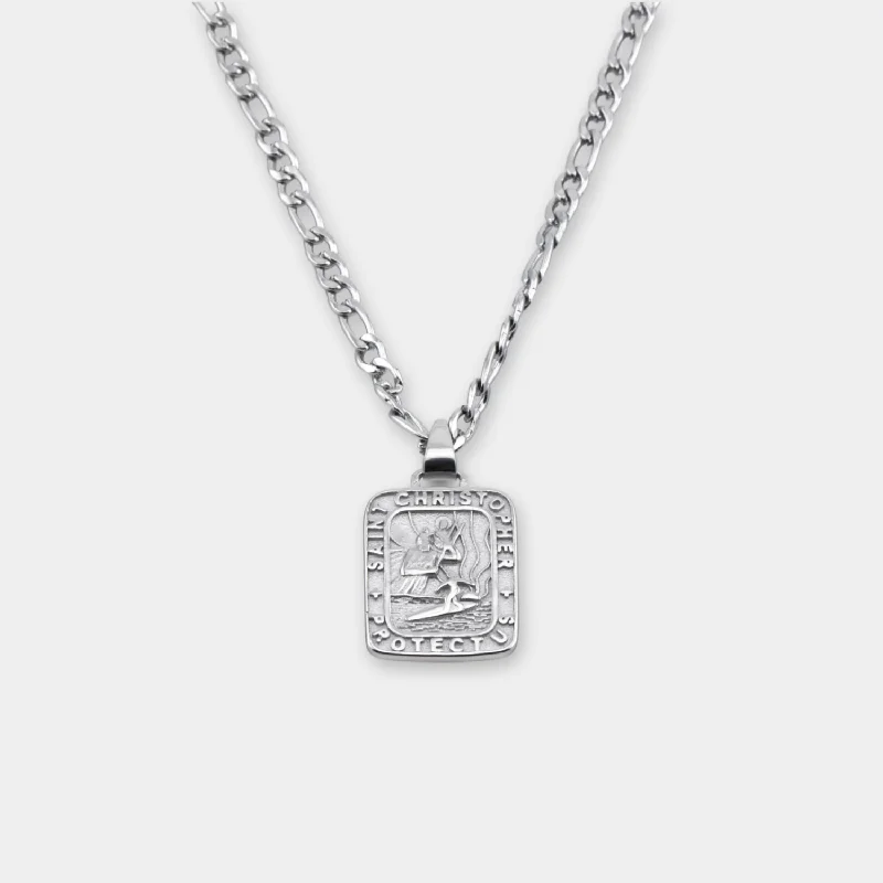 Protective Necklaces-The Silver Traveler Rectangle Necklace