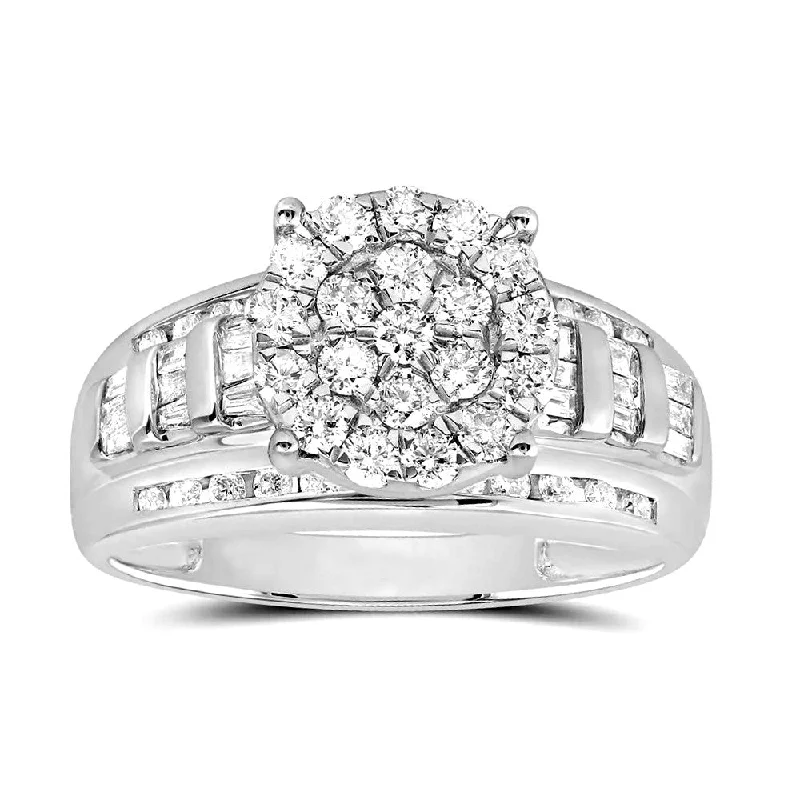 Affordable Gold Rings-1ctw Diamond Cluster Promise Forever Ring