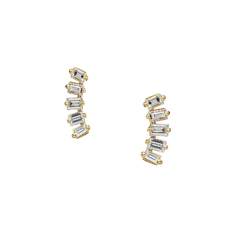 Stylish Gemstone Earrings-BAGUETTE DIAMOMD EARRINGS