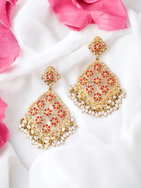 Sparkling Hoop Earrings for Women-Ruby Prakruti Ethnic Danglers