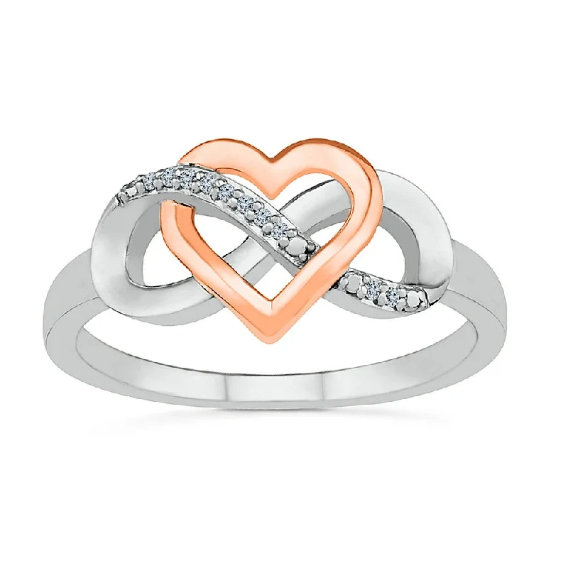 Designer Wedding Rings with Custom Engraving-Diamond Infinity Heart Ring