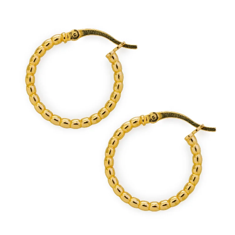 Luxury Dangle Hoop Earrings-Gold Beaded Hoop Earrings