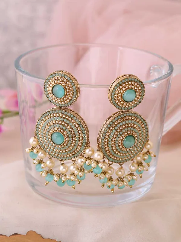 Modern Gold Earrings-Turquoise Samruddhi Danglers