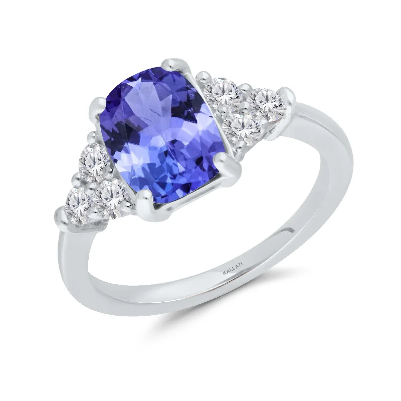 Affordable Custom Wedding Bands-Kallati Tanzanite Diamond Ring