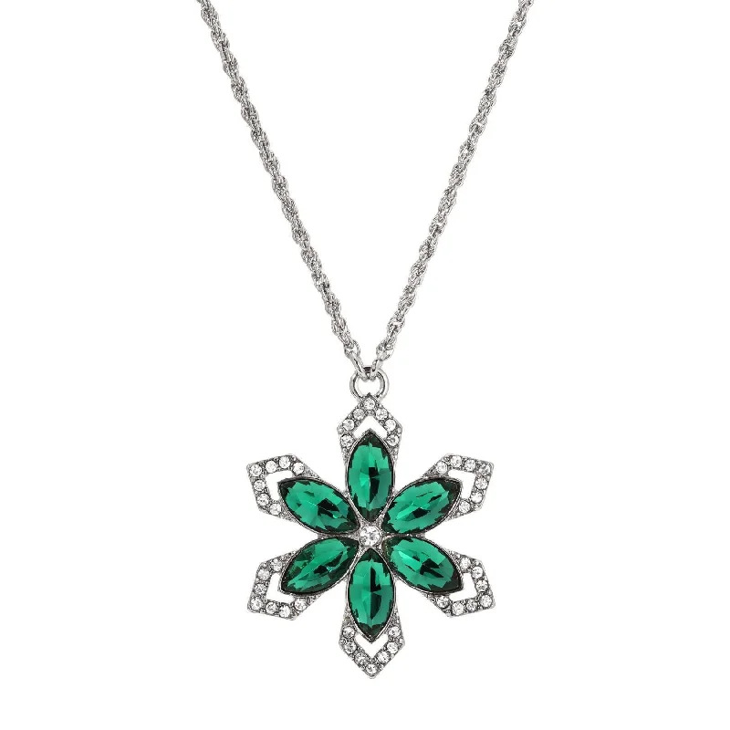 Layered Necklaces-1928 Jewelry Grande Crystal Snowflake Pendant Necklace 16" + 3" Extender