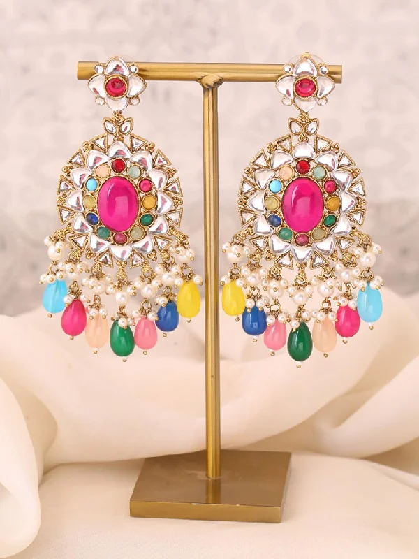 Artistic Silver Drop Earrings-Prismatic Devanya Chandbalis