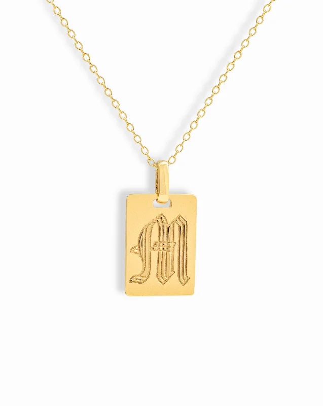 Luxury Gemstone Necklaces-Classique Old English Initial Pendant Necklace