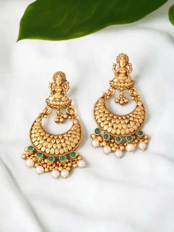 Luxury Dangle Hoop Earrings-Emerald Gunita Temple Danglers