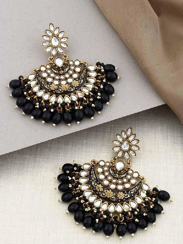 Silver and Gold Earrings-Jet Ajaya Chandbalis