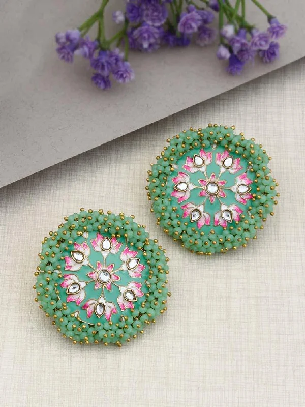 Elegant Pearl Hoop Earrings-Mint Nakul Studs - EOSS