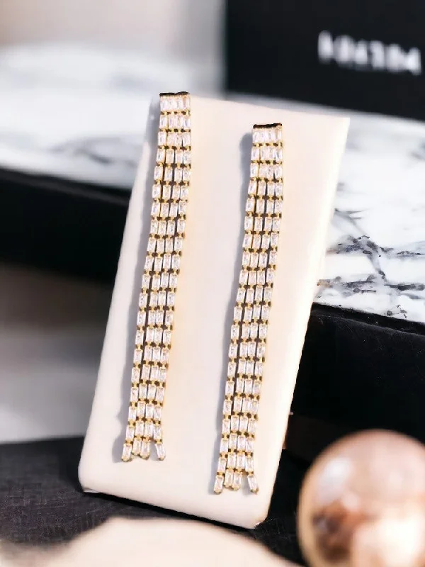 Trendy Silver Hoop Earrings-Golden Gunvor Tassels