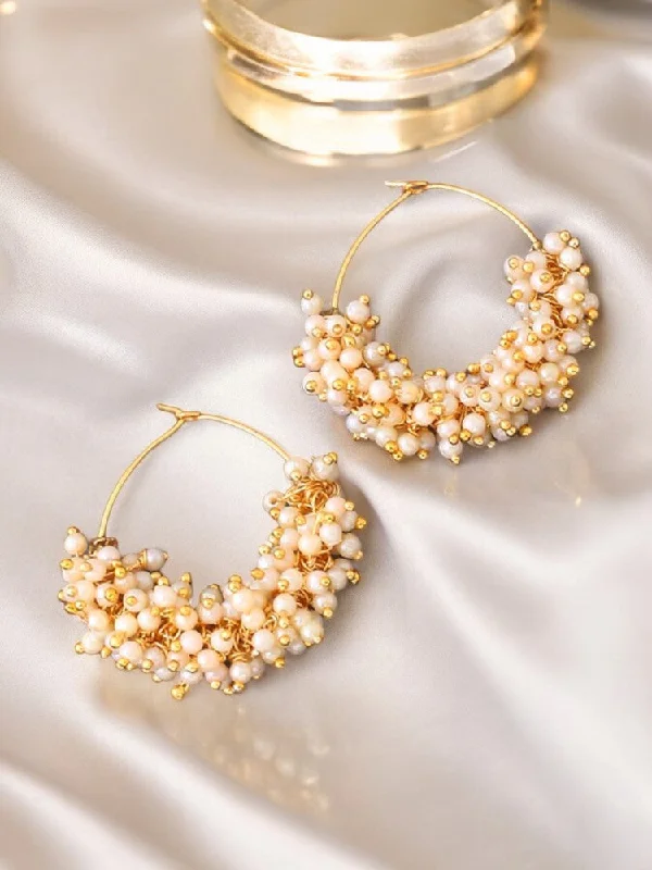 Crystal Hoop Earrings-Golden Reyansh Hoops