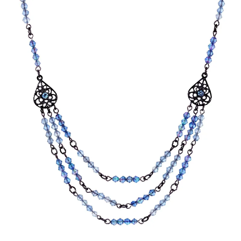 Trendy Pendant Necklaces-1928 Jewelry Multi Beaded Crystal Teardrop Filigree Bib Necklace 15" + 3" Extension