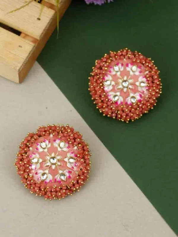 High-End Gemstone Earrings-Coral Nakul Studs - EOSS