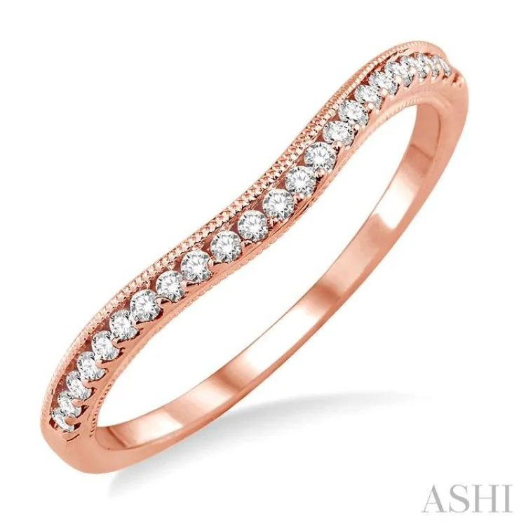 Affordable Engagement Ring Designs-1/6 ctw Round Cut Diamond Wedding Band in 14K Rose Gold