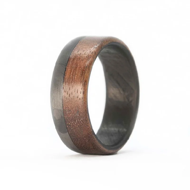 Custom Wedding Ring Designs-The Craftsman-Walnut Wood Men's Ring with Carbon Sleeve