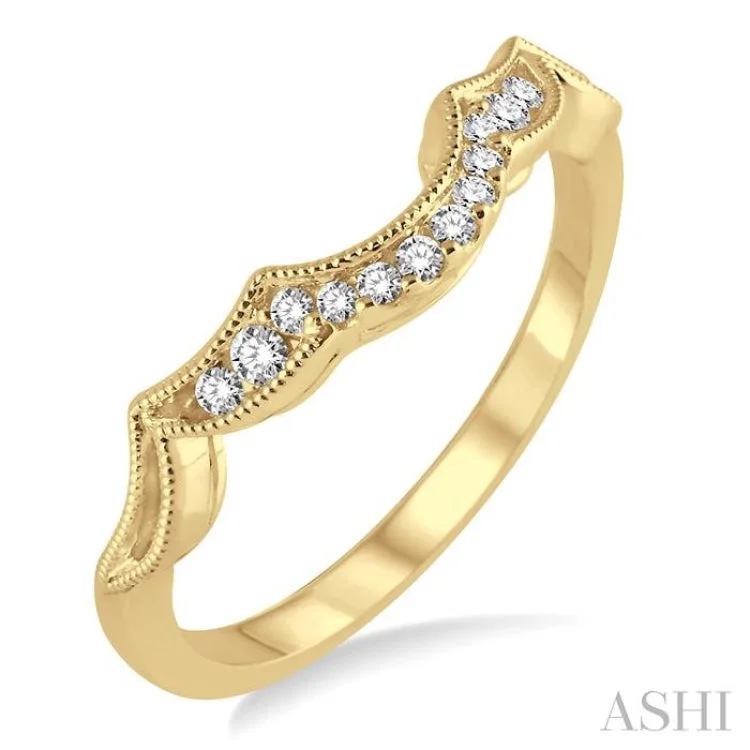 Designer Engagement Bands-1/10 ctw Round Cut Diamond Wedding Band in 14K Yellow Gold