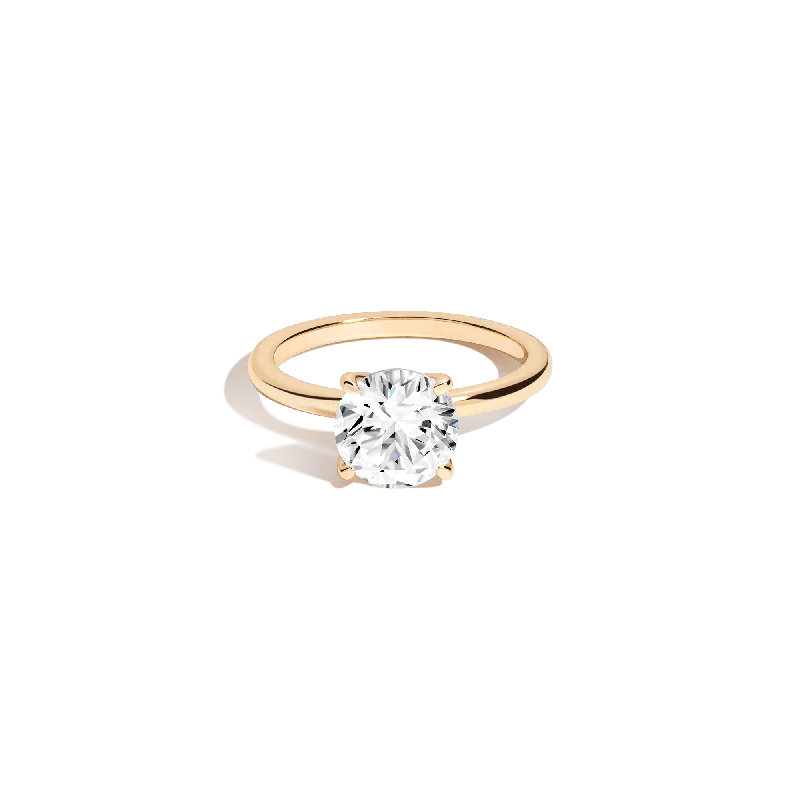 Simple Engagement Rings for Women-Round Lab Grown White Sapphire Solitaire Ring